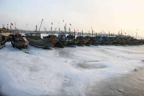 山东海冰面积近10年最大 近千艘渔船被困