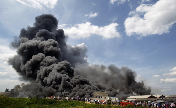 Warehouse fire in Central China