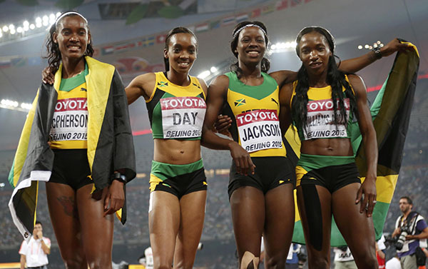 Jamaica upsets US in women's 4x400m