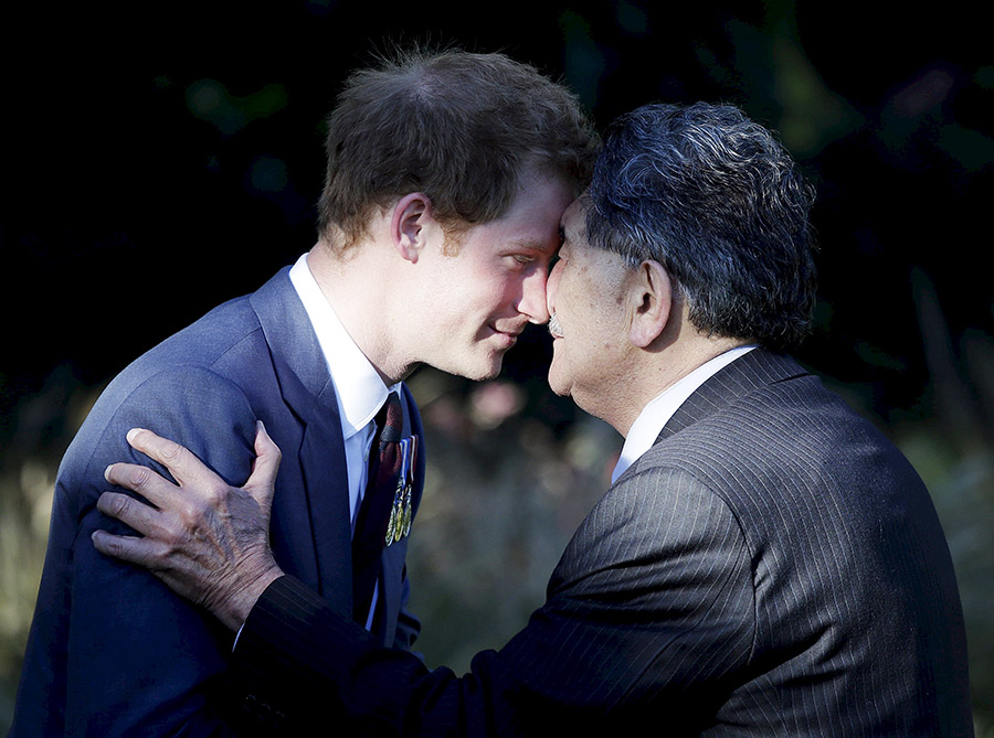 Prince Harry receives Maori greetings in New Zealand